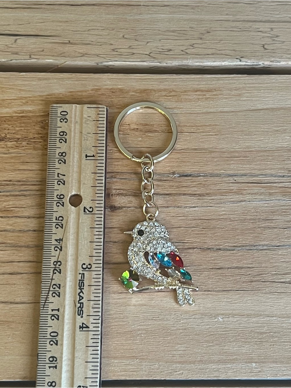 Gold Tine Multicolor Rhinestone Bird Keyring- - Picture 2 of 4